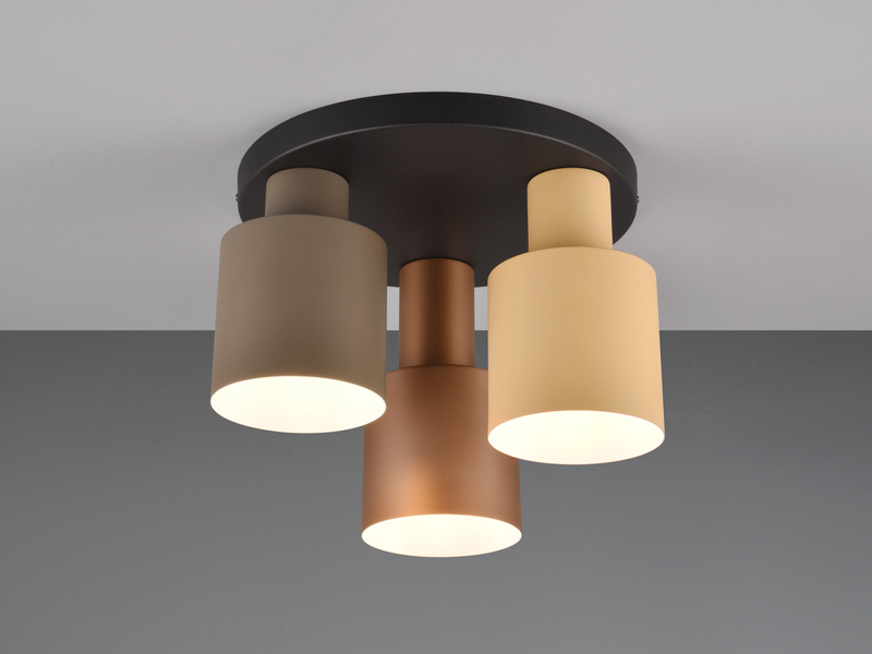Deckenleuchte 3-flammig Metall Lampenschirme Coffee Töne & E27 LED, Ø 37cm