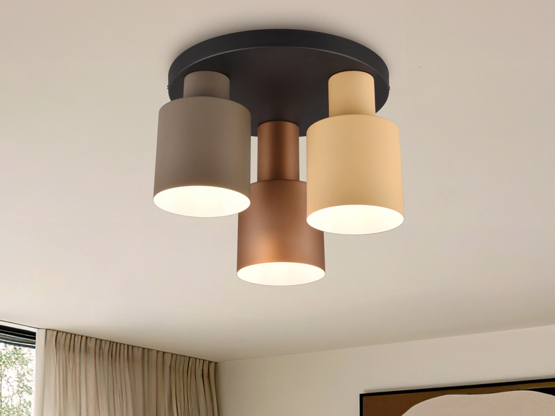 LED Deckenleuchte 3-flammig mit Metall Lampenschirmen bunt, Ø 37cm