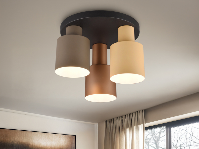 Deckenleuchte 3-flammig Metall Lampenschirme Coffee Töne & E27 LED, Ø 37cm
