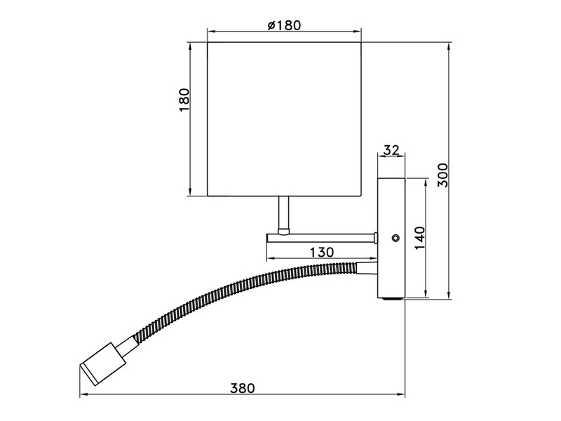 LED Wandleuchte mit Leselampe & Stecker, Stoffschirm Beige, Höhe 30cm