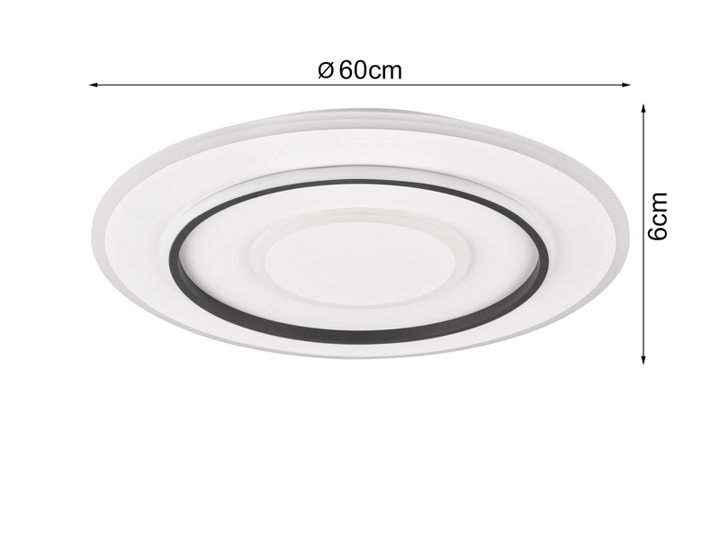 Große LED Deckenleuchte JORA flach mit Fernbedienung dimmbar, Weiß Ø 60cm