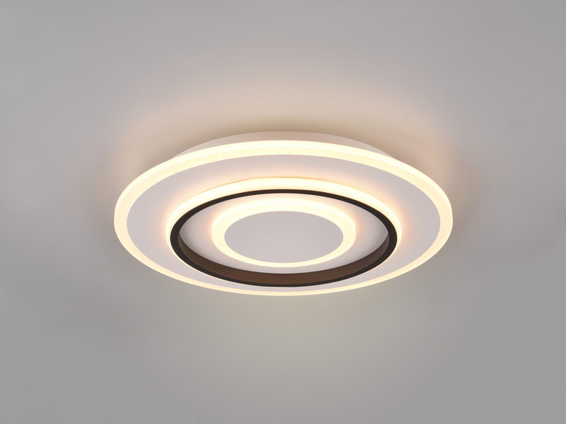 Moderne LED Deckenleuchte JORA flach mit Fernbedienung dimmbar, Weiß Ø 41cm