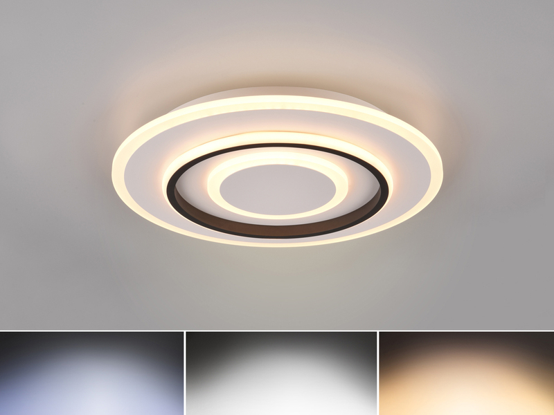 Moderne LED Deckenleuchte JORA flach & hell mit Fernbedienung dimmbar Ø 41cm