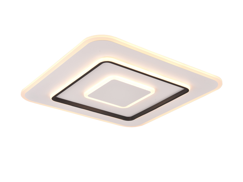 Große LED Deckenleuchte JORA flach mit Fernbedienung dimmbar, Quadrat 60cm