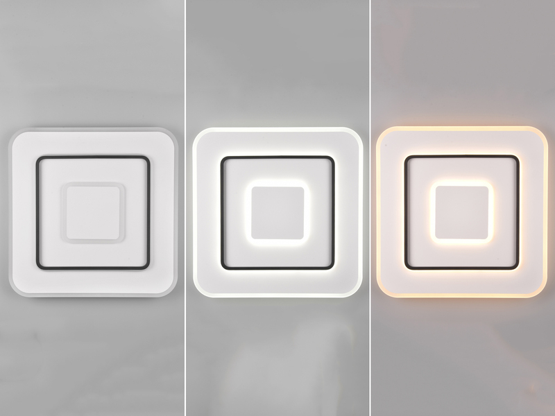 Große LED Deckenleuchte JORA flach & hell, mit Fernbedienung dimmbar 60 x 60cm