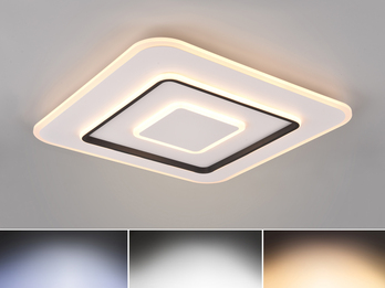 Große LED Deckenleuchte JORA flach & hell, mit Fernbedienung dimmbar 60 x 60cm