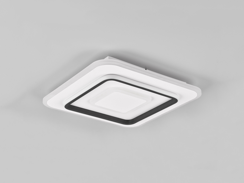 Moderne LED Deckenleuchte JORA flach mit Fernbedienung dimmbar, Quadrat 39cm