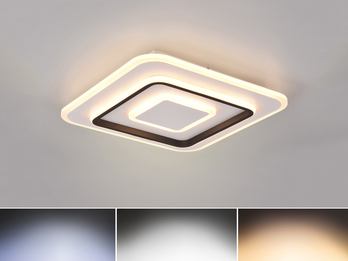 Flache LED Deckenleuchte JORA Weiß mit Fernbedienung dimmbar,  39x39cm