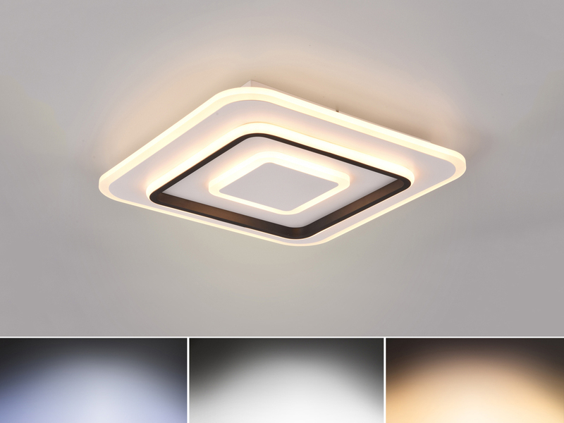 LED Deckenleuchte JORA flach & hell mit Fernbedienung dimmbar, Quadrat 39cm