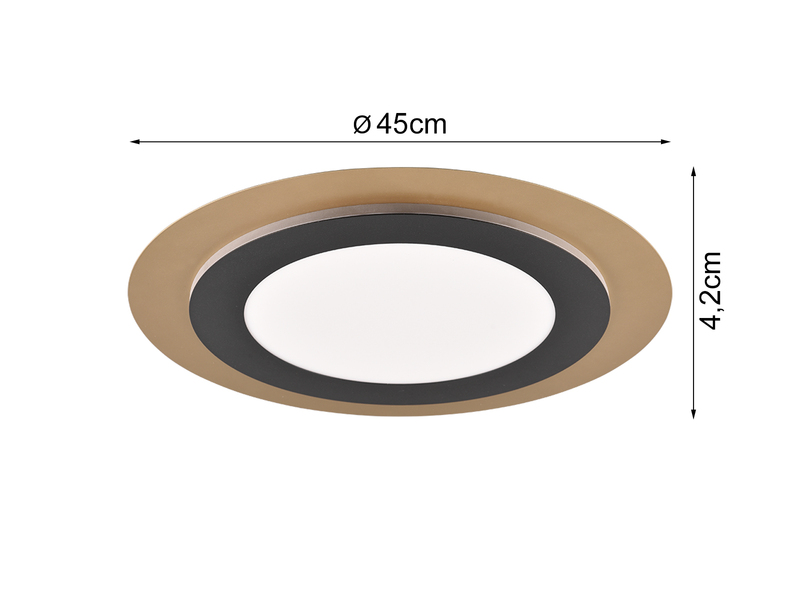 LED Deckenleuchte MORGAN mit Fernbedienung hell & dimmbar, Schwarz Gold Ø 45cm