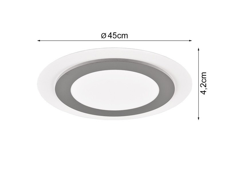 Flache LED Deckenleuchte MORGAN mit Fernbedienung hell & dimmbar, Silber Ø 45cm