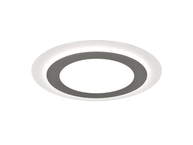 Flache LED Deckenleuchte MORGAN mit Fernbedienung hell & dimmbar, Silber Ø 45cm