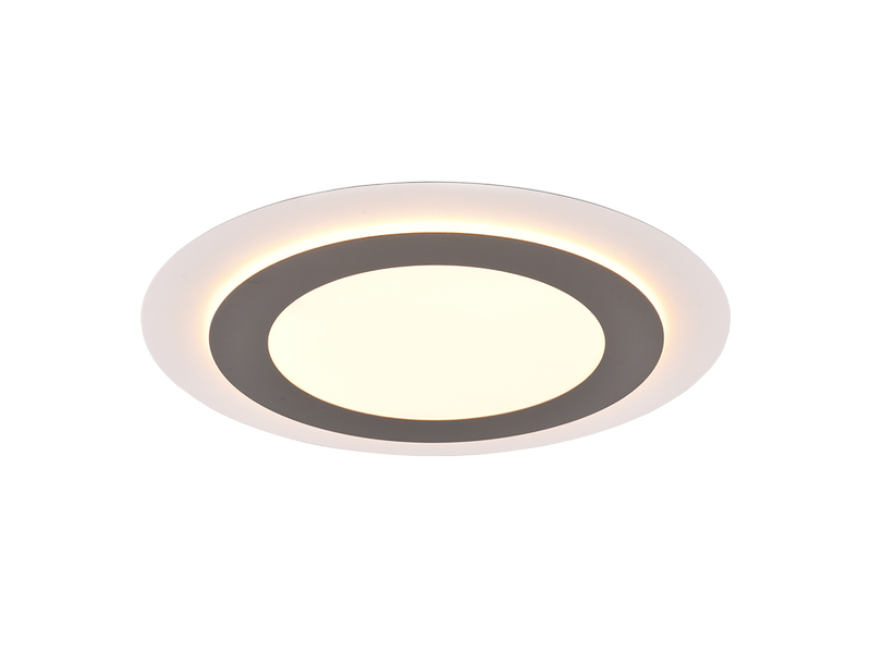 Flache LED Deckenleuchte MORGAN mit Fernbedienung hell & dimmbar, Silber Ø 45cm
