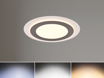 Flache LED Deckenleuchte MORGAN mit Fernbedienung hell & dimmbar, Silber Ø 45cm