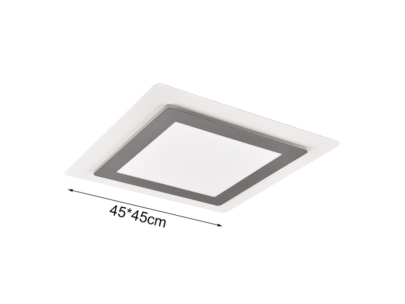 LED Deckenleuchte MORGAN mit Fernbedienung hell & dimmbar, Silber Quadrat 45cm