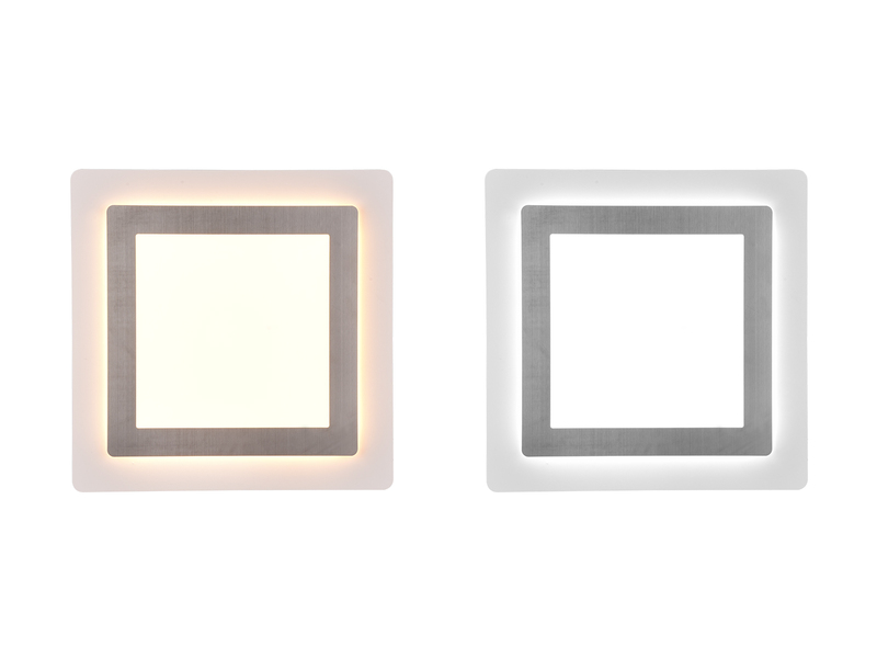 LED Deckenleuchte MORGAN mit Fernbedienung hell & dimmbar, Silber Quadrat 45cm