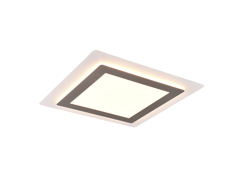 LED Deckenleuchte MORGAN mit Fernbedienung hell & dimmbar, Silber Quadrat 45cm