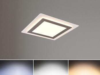 LED Deckenleuchte MORGAN mit Fernbedienung hell & dimmbar, Silber Quadrat 45cm
