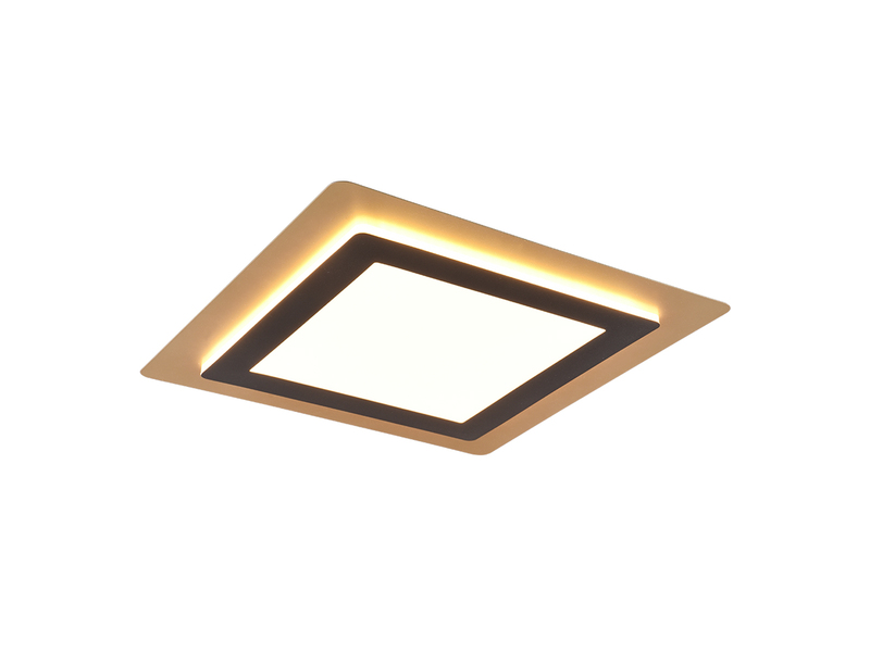 LED Deckenleuchte MORGAN flach Schwarz Gold Fernbedienung dimmbar 45cm