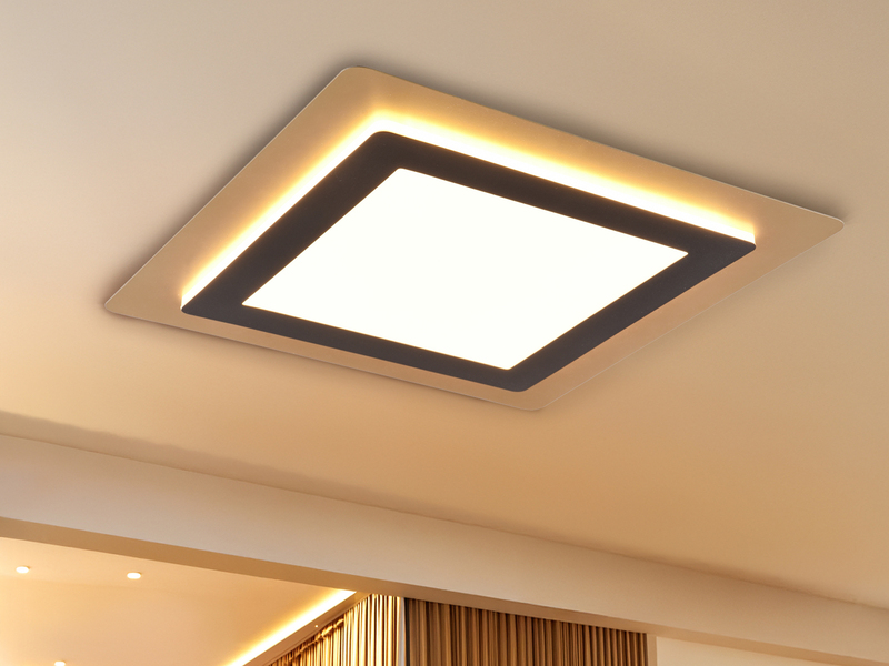 LED Deckenleuchte MORGAN mit Fernbedienung hell & dimmbar, Schwarz Gold 45cm