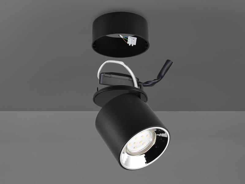 Deckenstrahler GUAYANA Aufbauspot 1-flammig Schwarz Ø 9cm