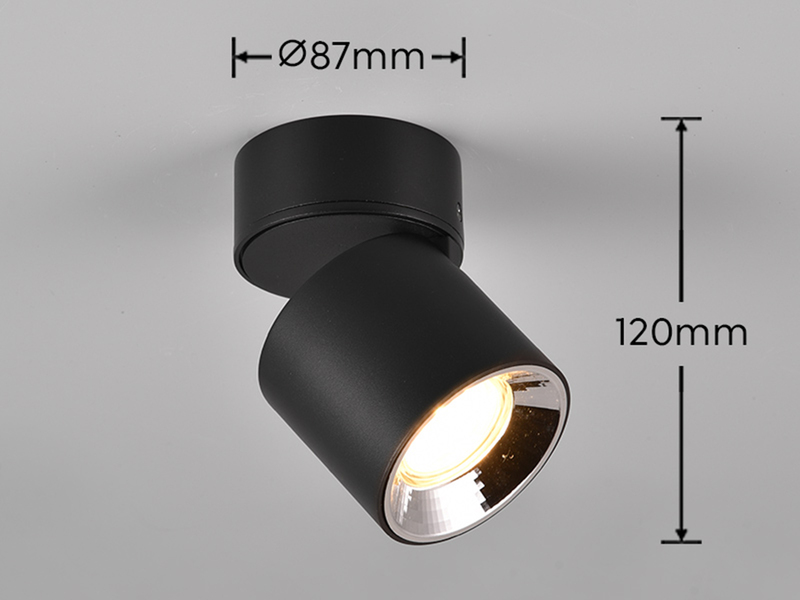 Deckenstrahler GUAYANA Schwarz, Ø 9cm