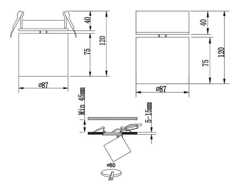 Deckenstrahler GUAYANA Weiß, Ø 9cm