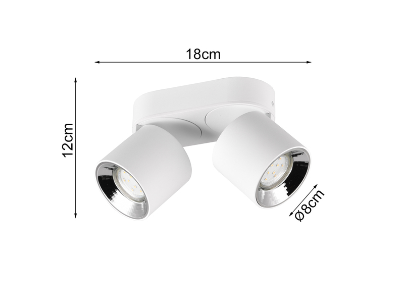 Deckenstrahler GUAYANA Aufbauspot 2-flammig Weiß, Breite 18cm