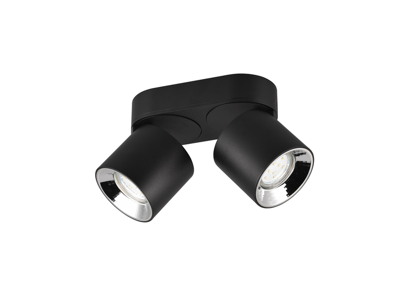 Deckenstrahler GUAYANA Aufbauspot 2-flammig Schwarz, Breite 18cm
