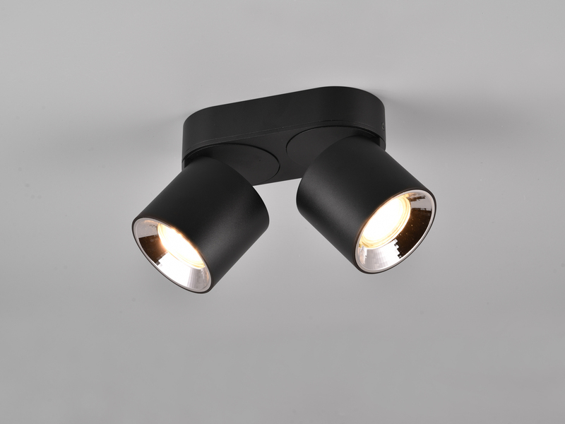 Deckenstrahler GUAYANA Aufbauspot 2-flammig Schwarz, Breite 18cm