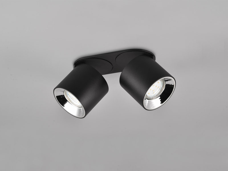 Deckenstrahler GUAYANA Aufbauspot 2-flammig Schwarz, Breite 18cm