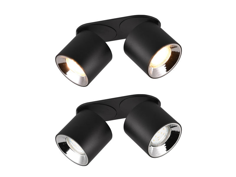 Deckenstrahler GUAYANA Aufbauspot 2-flammig Schwarz, Breite 18cm