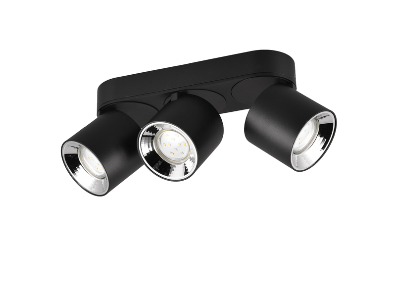 Deckenstrahler GUAYANA Aufbauspot 3-flammig Schwarz, Breite 27cm