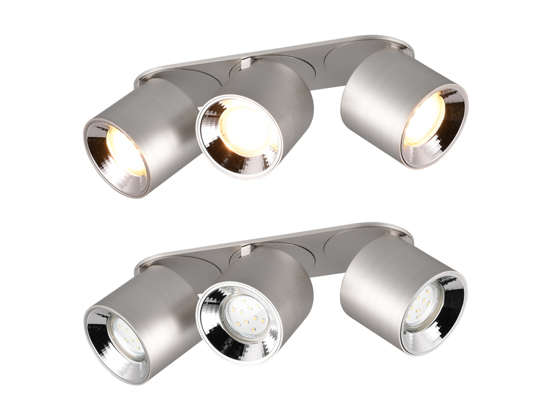 Deckenstrahler GUAYANA Aufbauspot 3-flammig Silber, Breite 27cm