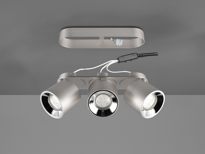 Deckenstrahler GUAYANA Aufbauspot 3-flammig Silber, Breite 27cm