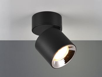 Deckenstrahler Aufbauspot 1-flammig Schwarz Ø 9cm, inkl. GU10 LED