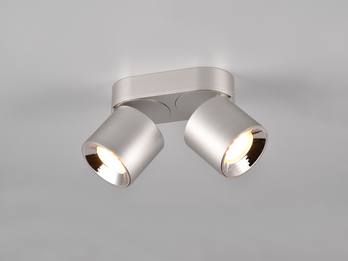 LED Deckenstrahler Silber 2 Spots schwenkbar dimmbar Breite 18cm