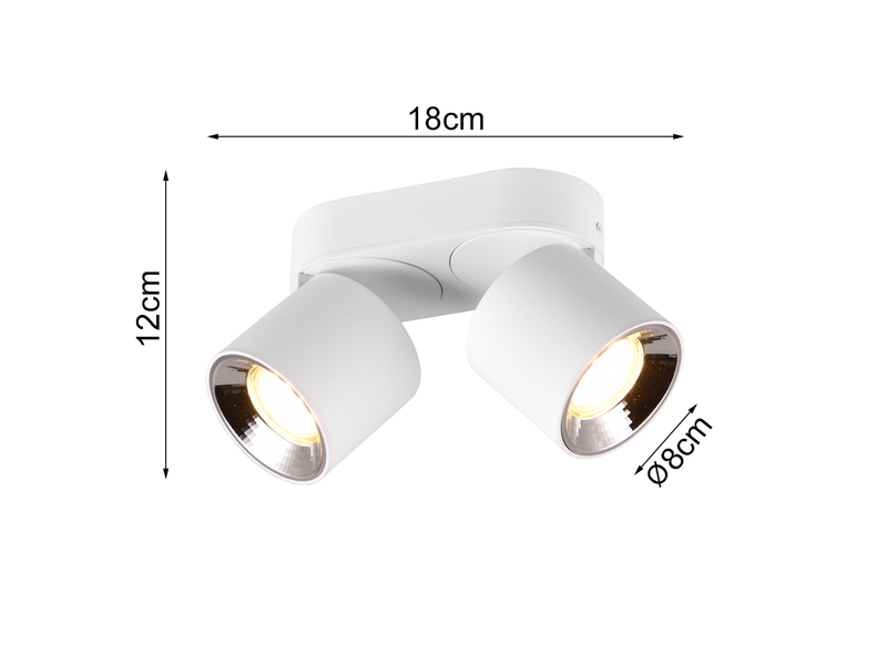 Deckenstrahler Aufbauspot 2-flammig Weiß, Breite 18cm, inkl. GU10 LED