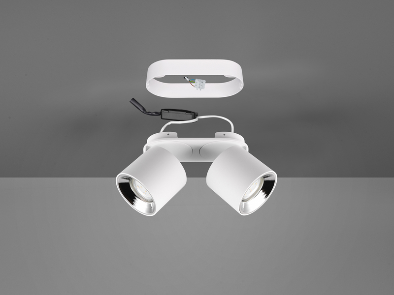 Deckenstrahler Aufbauspot 2-flammig Weiß, Breite 18cm, inkl. GU10 LED