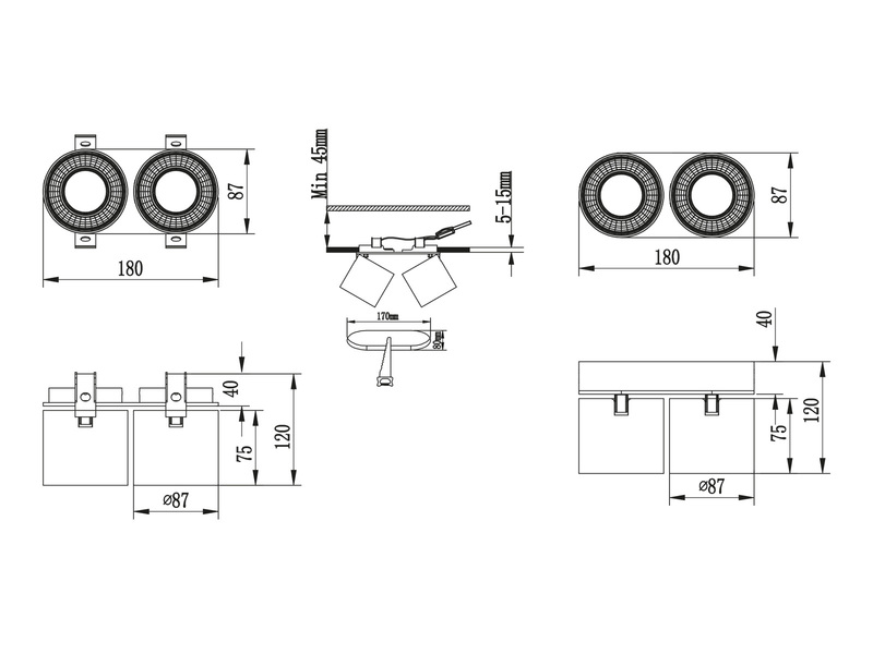 Deckenstrahler Aufbauspot 2-flammig Weiß, Breite 18cm, inkl. GU10 LED