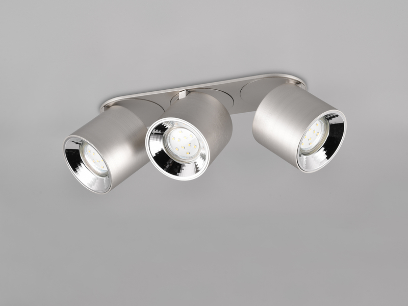 Deckenstrahler Aufbauspot 3-flammig Silber, Breite 27cm, inkl. GU10 LED