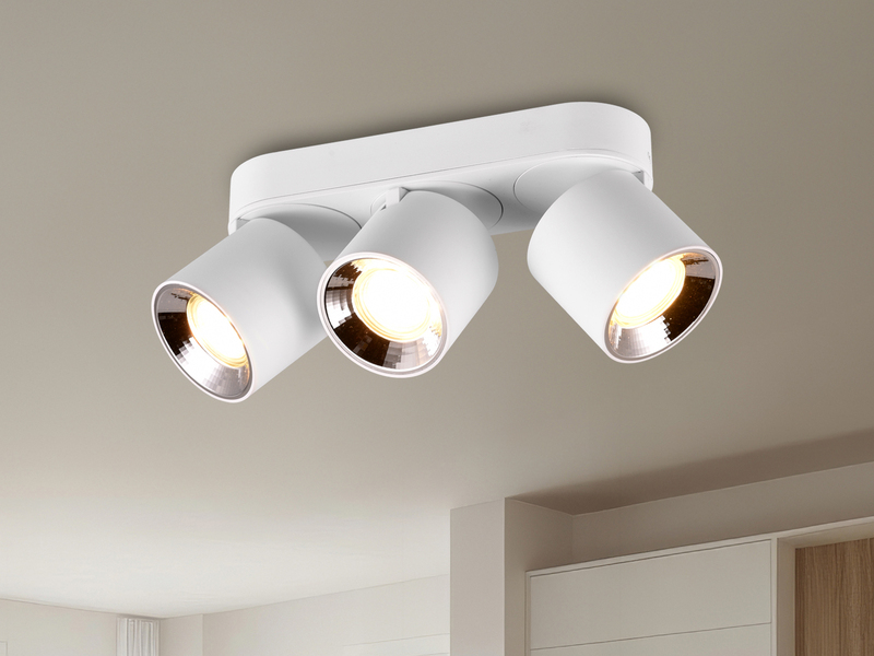Deckenstrahler Aufbauspot 3-flammig Weiß, Breite 27cm, inkl. GU10 LED
