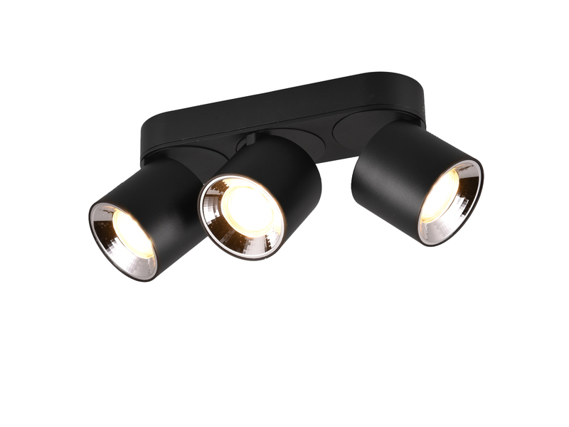 Deckenstrahler Aufbauspot 3-flammig Schwarz, Breite 27cm, inkl. GU10 LED