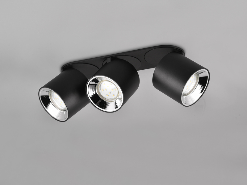 Deckenstrahler Aufbauspot 3-flammig Schwarz, Breite 27cm, inkl. GU10 LED