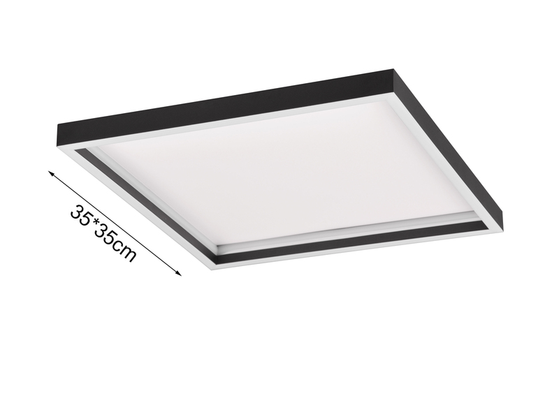 Flache LED Deckenleuchte ROTONDA Schwarz Quadrat, 35cm