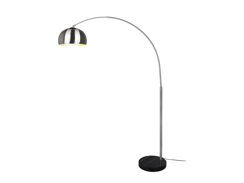 Bogenlampe ARGENTINA Schirm Metall Silber, große Ausladung, Höhe 200cm