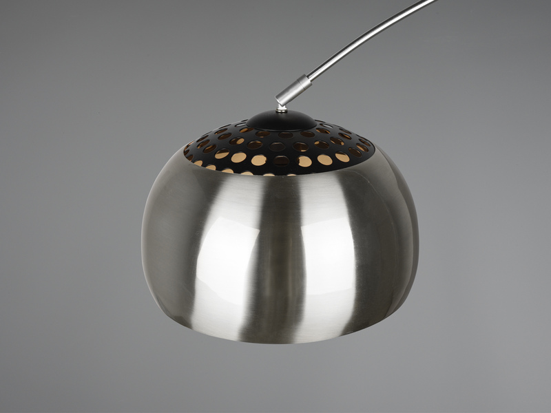 Bogenlampe ARGENTINA Schirm Metall Silber, große Ausladung, Höhe 200cm