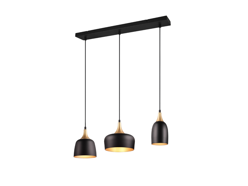 Pendelleuchte CHIRAZ 3-flammig Metall Schwarz Gold Breite 63cm