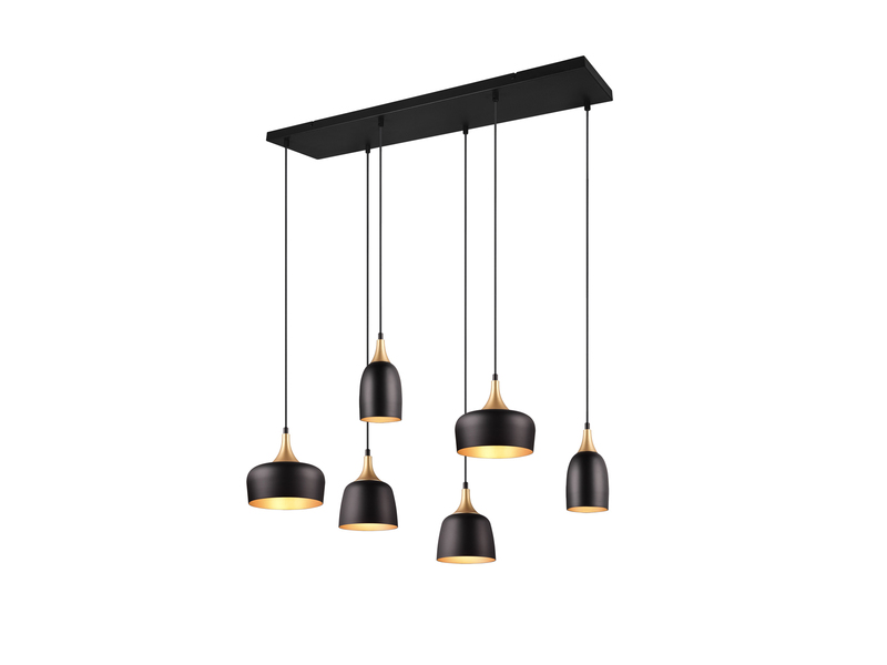 Pendelleuchte CHIRAZ 6 flammig Metall Schwarz Gold Breite 90cm