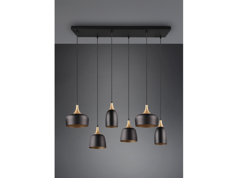 Pendelleuchte CHIRAZ 6 flammig Metall Schwarz Gold Breite 90cm